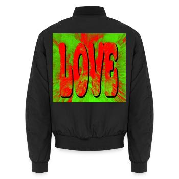 L’amour dans le style rétro tie-dye - Bomber unisexe - noir - Dos - AI Model Male 185 light (185cm)
