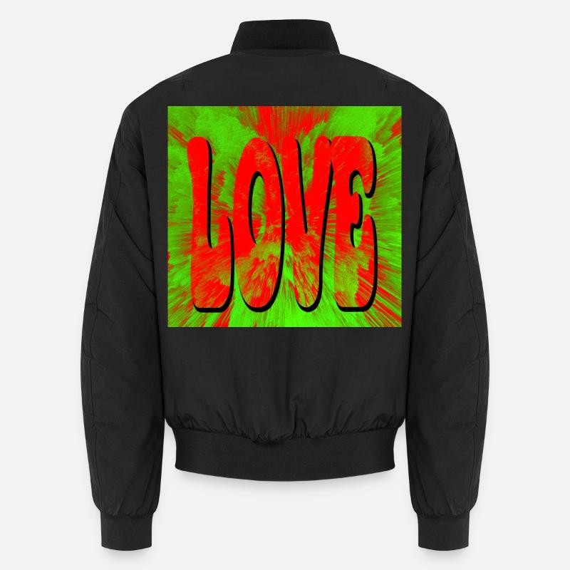 Liebe im Retro Tie Dye Stil - Unisex Bomberjacke - Schwarz