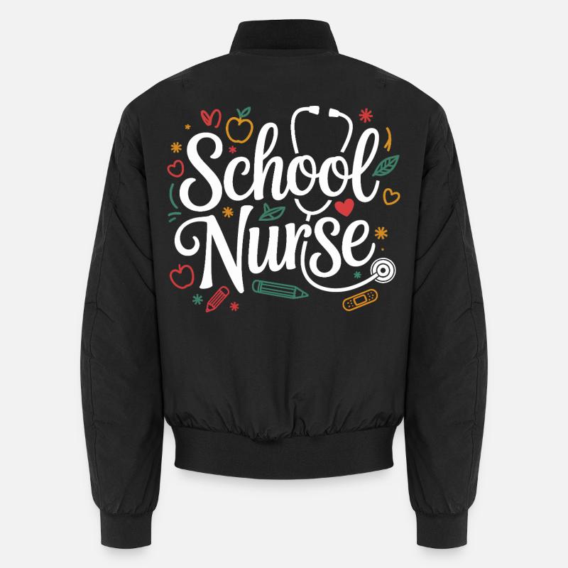 Schulkrankenschwester Motiv Handlettering - Unisex Bomberjacke - Schwarz