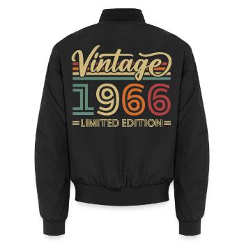 Vintage 1966 Vintage Birthday Gifts Retro - Unisex Bomber Jacket - black - Back - AI Model Male 185 light (185cm)