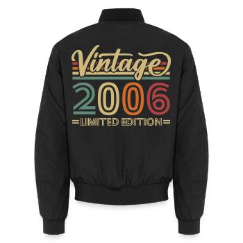 Vintage 2006 Vintage Birthday Gifts Retro - Unisex Bomber Jacket - black - Back - AI Model Male 185 light (185cm)