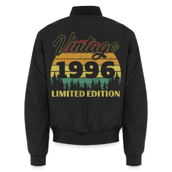 1996 Vintage Retro Birthday Gift - Unisex Bomber Jacket - black - Back - AI Model Male 185 light (185cm)