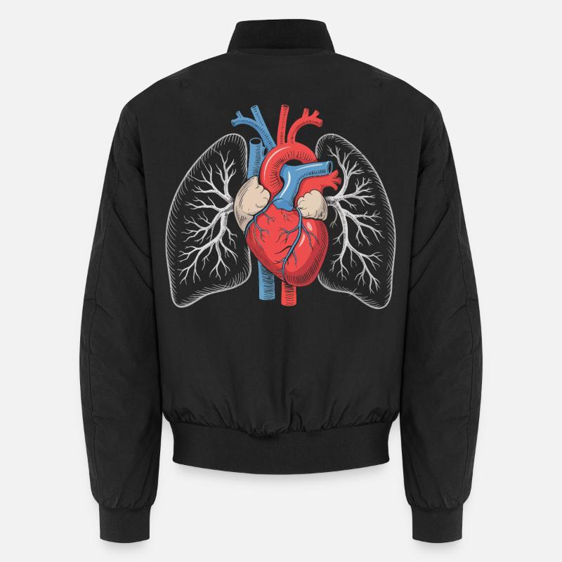 Herz-Lungen Anatomie Kunstdruck Unisex Bomberjacke