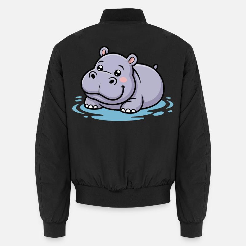 Cute hippo in a puddle Unisex Bomber Jacket