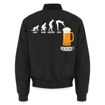 Semaine Travail Vers Vendredi Biere - Bomber unisexe - noir - Dos - AI Model Male 185 light (185cm)