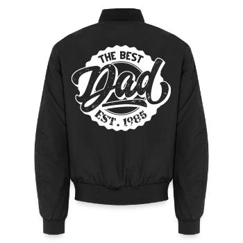 The Best Dad EST 1985 - Unisex Bomber Jacket - black - Back - AI Model Male 185 light (185cm)