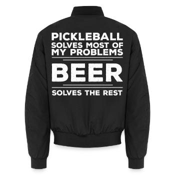 Pickleball löst die meisten meiner Probleme. Bier löst - Unisex Bomberjacke - Schwarz - Hinten - AI Model Male 185 light (185cm)