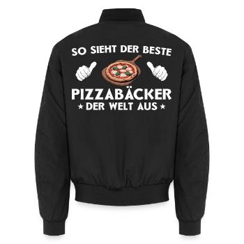 Meilleure pizza pizza idée cadeau - Bomber unisexe - noir - Dos - AI Model Male 185 light (185cm)