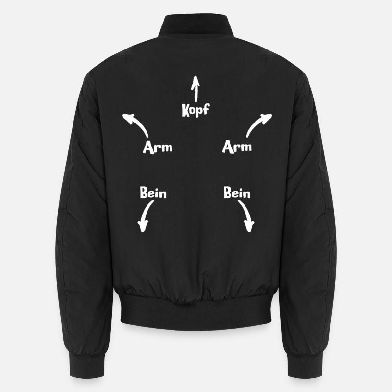 Kopf Arm Bein Diagramm - Unisex Bomberjacke - Schwarz