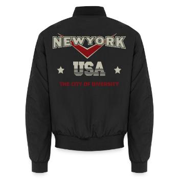 New York City USA - The City of Diversity - Unisex Bomberjacke - Schwarz - Hinten - AI Model Male 185 light (185cm)