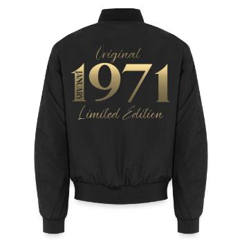 55e anniversaire Original janvier Né en 1971 - Bomber unisexe - noir - Dos - AI Model Male 185 light (185cm)