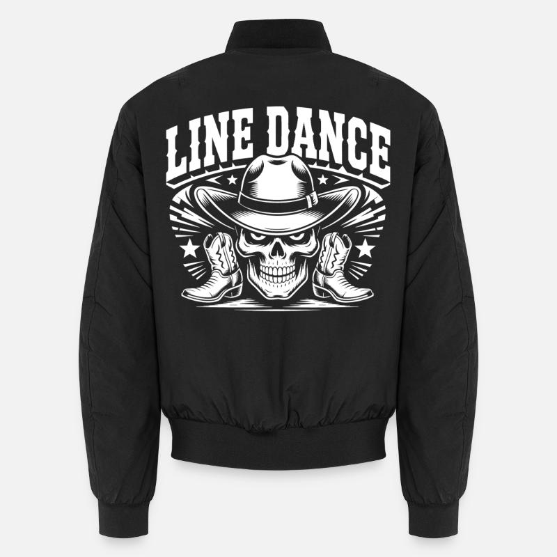 Line Dance Skull Cowboy - Unisex Bomber Jacket - black