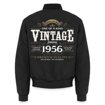 70. Geburtstag Vintage Januar Jahrgang 1956 - Unisex Bomberjacke - Schwarz - Hinten - AI Model Male 185 light (185cm)