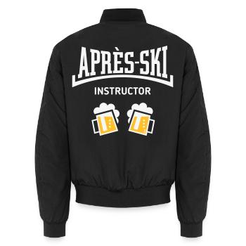 Après-Ski Instructor (Bier Apres Ski Konkav NEG2C) - Unisex Bomberjacke - Schwarz - Hinten - AI Model Male 185 light (185cm)