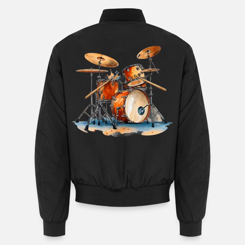 Drum Set in Watercolors Music Instruments Unisex Bomber Jacket