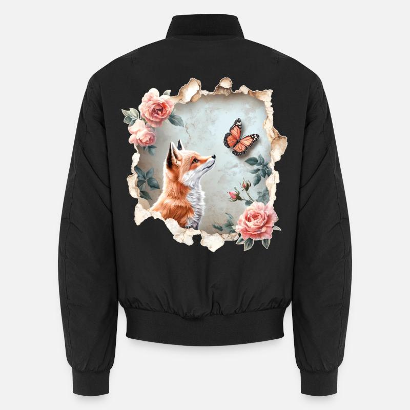 Fox with Butterfly Unisex Bomber Jacket
