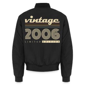 Vintage 2006 Vintage Retro Birthday Gift - Unisex Bomber Jacket - black - Back - AI Model Male 185 light (185cm)