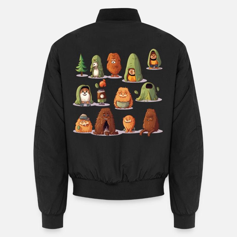 WaldYeti Cuddle Worlds - Unisex Bomber Jacket - black