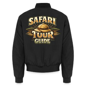 Safari Tour Guide Costume Carnival Africa Zoo - Unisex Bomber Jacket - black - Back - AI Model Male 185 light (185cm)