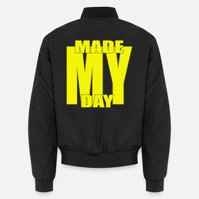 Made My Day Hard, Style Typographie Jaune Statement Art Bomber unisexe