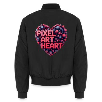 Pixel Art Heart Collage - Unisex Bomber Jacket - black - Back - AI Model Male 185 light (185cm)