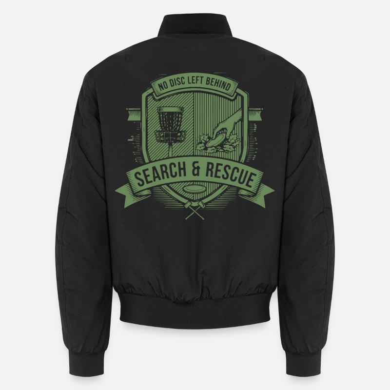 No Disc Left Behind Search And Rescue Disc Golf Unisex Bomber Jacket