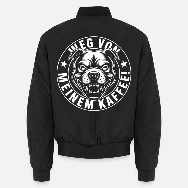 Funny Coffee Shirt with Angry Dog - Unisex Bomber Jacket - black