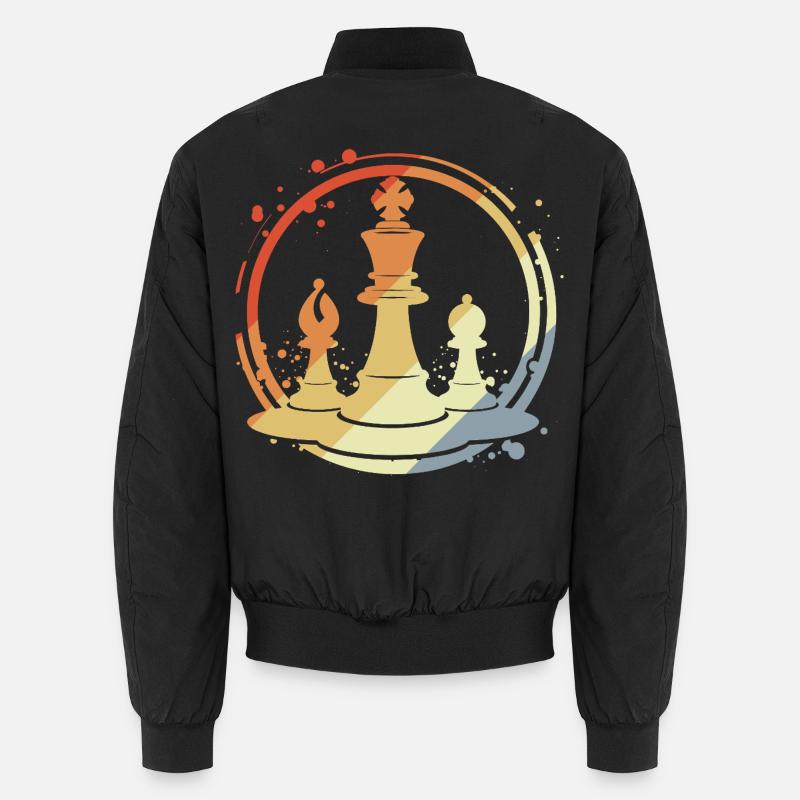 Chess pieces in retro style Unisex Bomber Jacket