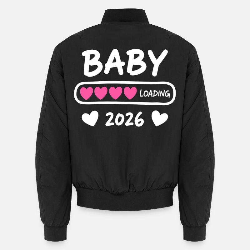 Baby Loading 2026 Pregnancy Parents - Unisex Bomber Jacket - black