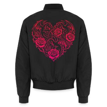 Cœur Romantique Dragon Roses et Amour - Bomber unisexe - noir - Dos - AI Model Male 185 light (185cm)