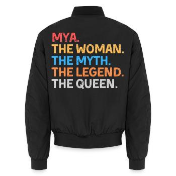 Mya Die Frau Der Mythos Die Legende Die Königin - Unisex Bomberjacke - Schwarz - Hinten - AI Model Male 185 light (185cm)