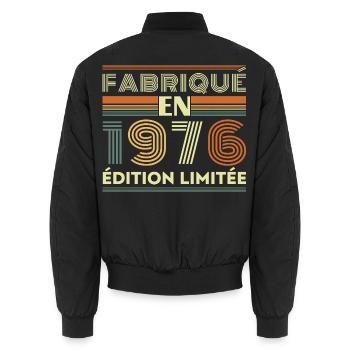 1976 Vintage Retro Geburtstagsgeschenk - Unisex Bomberjacke - Schwarz - Hinten - AI Model Male 185 light (185cm)