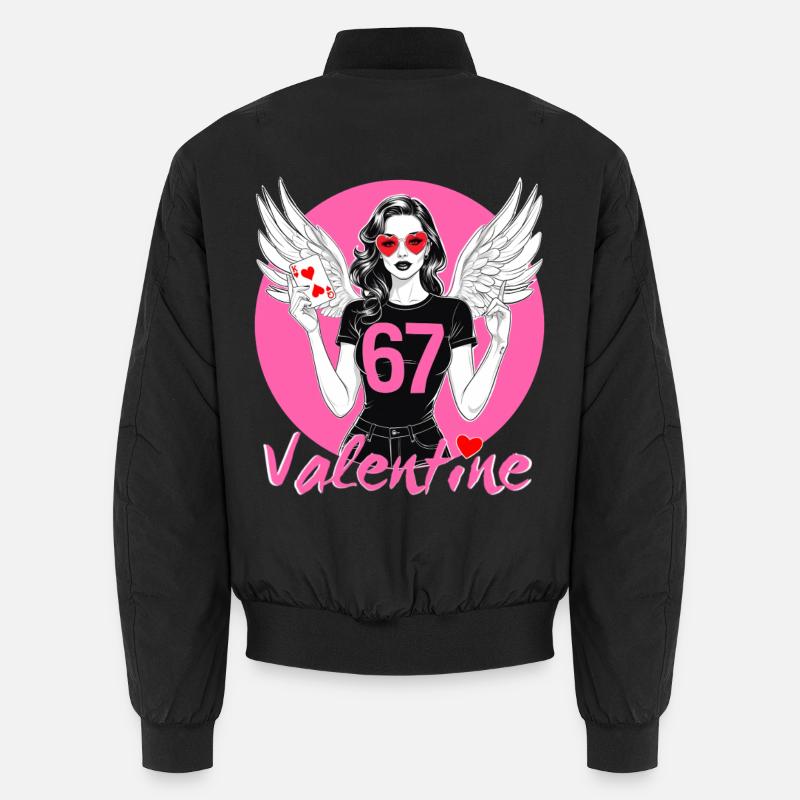 67 Valentine Winged Heroine - Unisex Bomber Jacket - black