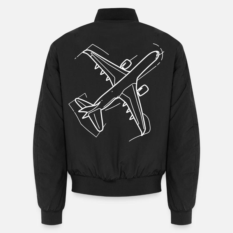Airplane Drawing - Unisex Bomber Jacket - black