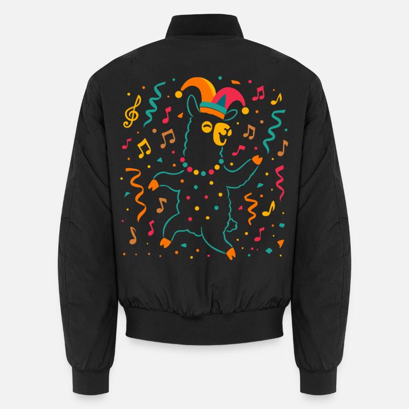 Dancing Carnival Alpaca with Jester's Cap Unisex Bomber Jacket