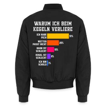 Pourquoi je perds au bowling Skittles - Bomber unisexe - noir - Dos - AI Model Male 185 light (185cm)