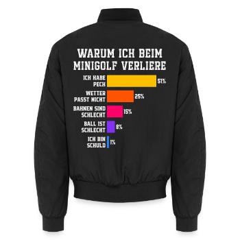 warum ich beim minigolf verliere minigolfer - Unisex Bomberjacke - Schwarz - Hinten - AI Model Male 185 light (185cm)