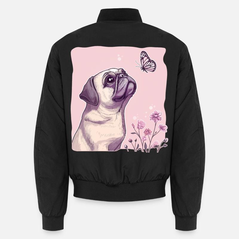 Carlin avec papillon - Bomber unisexe - noir