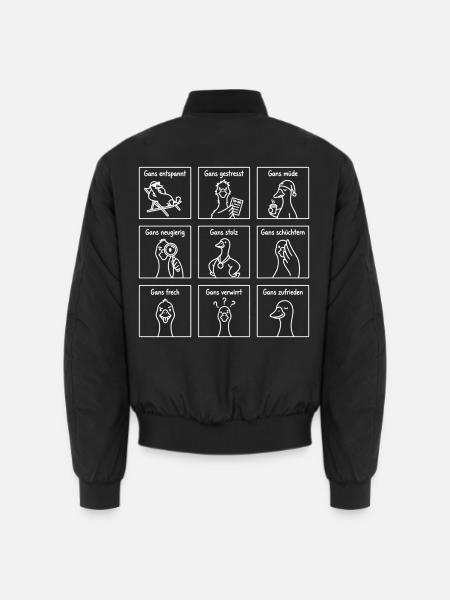 Gans viele Gefühle – Lustiges Wortspiel mit Gänsen - Unisex Bomberjacke - Schwarz