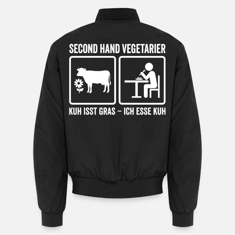 Second Hand Vegetarian – Funny Meat Design - Unisex Bomber Jacket - black