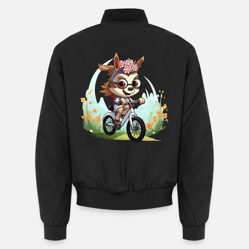 Floral wreath deer on bicycle Unisex Bomber Jacket