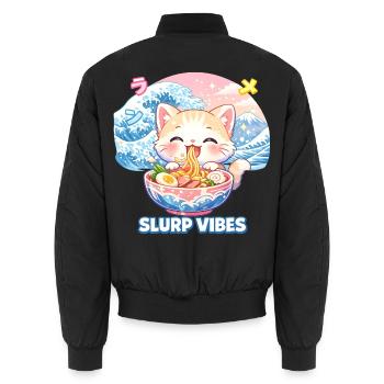 Slurp Kawaii Katze Ramen Nudeln Anime Katze - Unisex Bomberjacke - Schwarz - Hinten - AI Model Male 185 light (185cm)