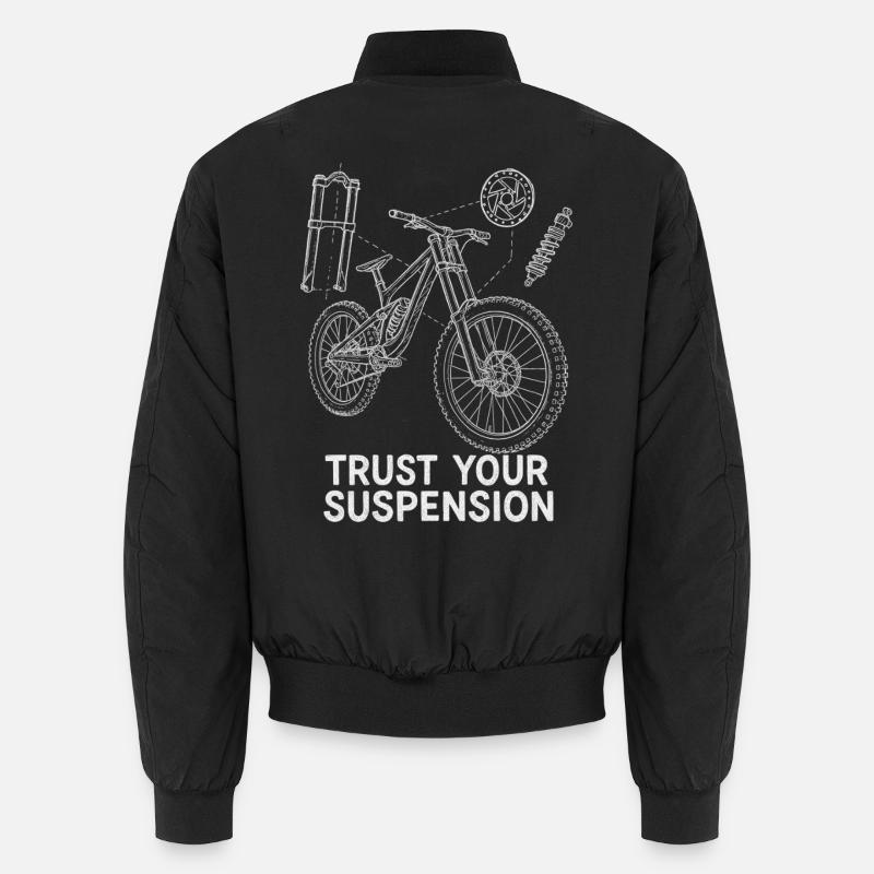 Downhill MTB Exploded Drawing – Suspension Art Unisex Bomber Jacket