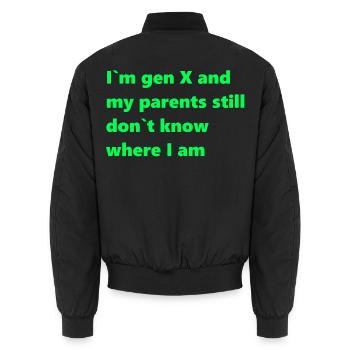 GenX - Unisex Bomberjacke - Schwarz - Hinten - AI Model Male 185 light (185cm)