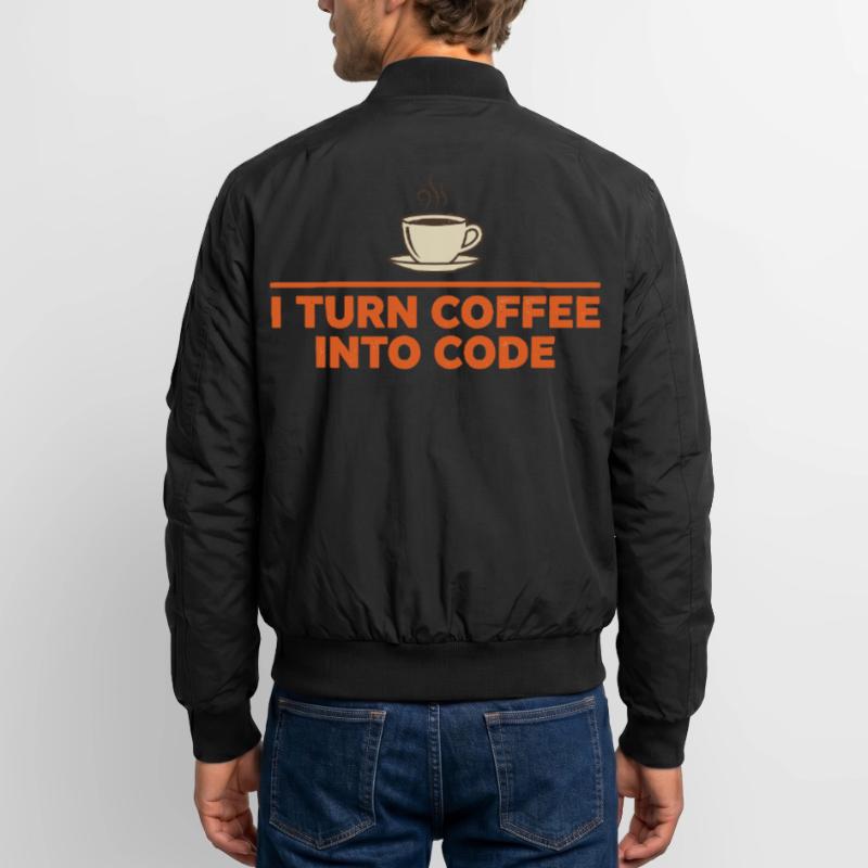 Je transforme le café en code – Programmer Retro Bomber unisexe
