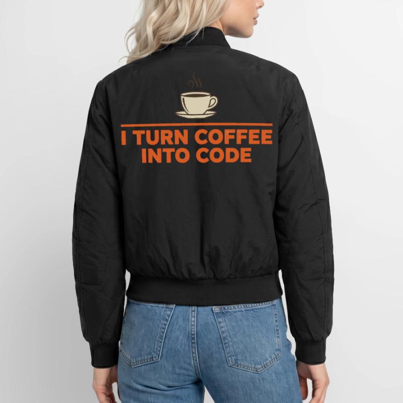 Je transforme le café en code – Programmer Retro Bomber unisexe