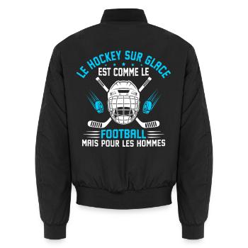 le hockey sur glace cadeau drôle hockey sur glace - Unisex Bomber Jacket - black - Back - AI Model Male 185 light (185cm)