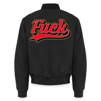 T-shirt rétro en F Word en gras - Bomber unisexe - noir - Dos - AI Model Male 185 light (185cm)