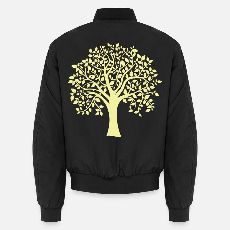 Icon Gelber Jumbo-Baum-Print-Silhouette - Unisex Bomberjacke - Schwarz