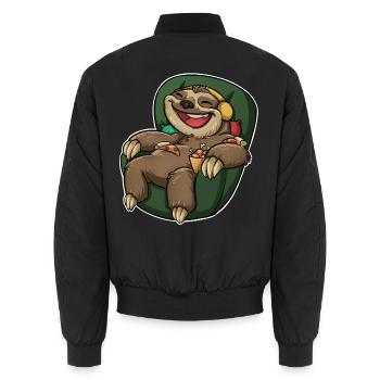 Sloth Pizza - Unisex Bomber Jacket - black - Back - AI Model Male 185 light (185cm)